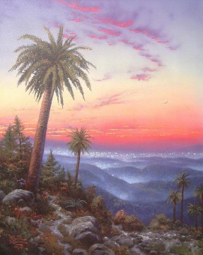 kinkade Painting - Desert Sunset Thomas Kinkade